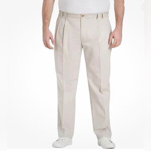 IZOD Men's Big and Tall Performance Stretch Pleated Pant Warm Pearl Size 50x30
